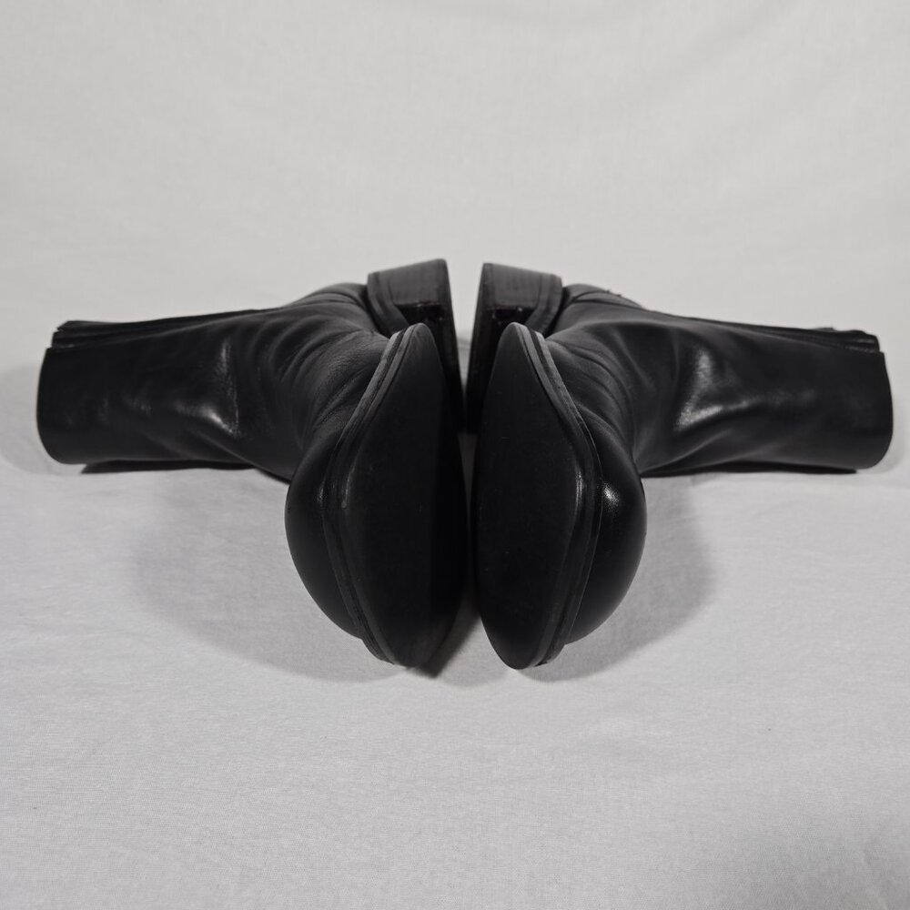 Vintage Y2K 90's BLACK Leather Chunky Platform Block Heel Chelsea Boot Size 10M - Picture 8 of 17